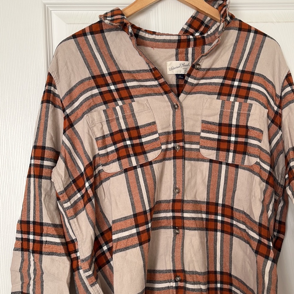 Universal Threads Orange Flannel - Picture 3 of 5